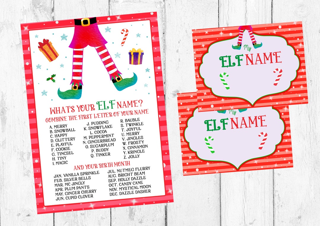 Elf Name Game What's Your Name Sign Elf Name Sign Elf