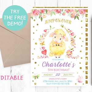 Sheep Birthday Invitations, Sheep Birthday Party, Sheep Birthday Invites, Sheep Birthday Invite, Farm Sheep Invitations, Farm Sheep Invites,