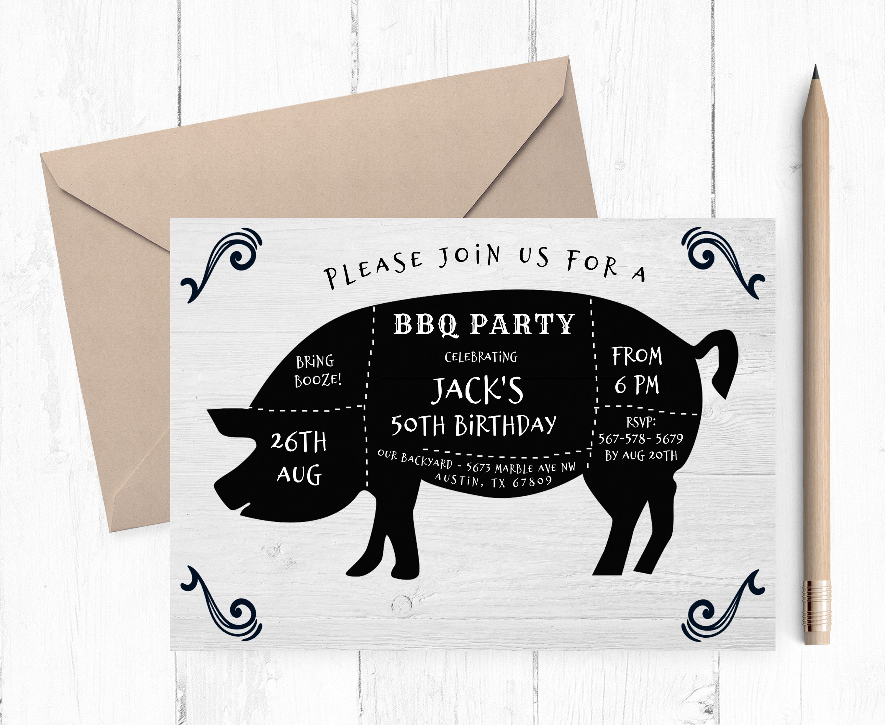 Editable Pig Roast Invitation Barbecue Pig Invitation Hog Etsy UK
