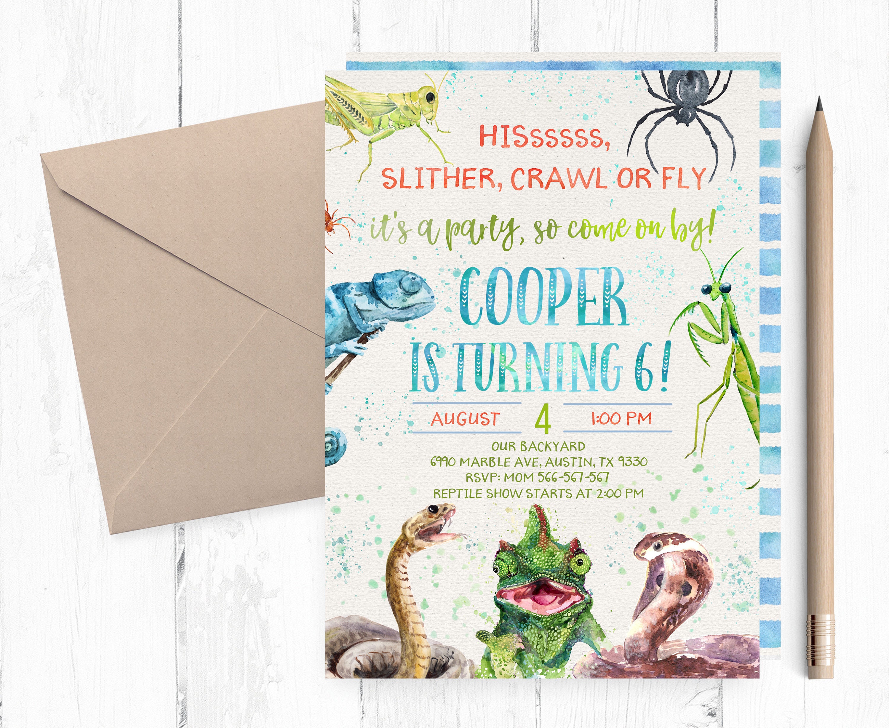 Reptile Invitation Reptile Birthday Invitation Reptile Etsy