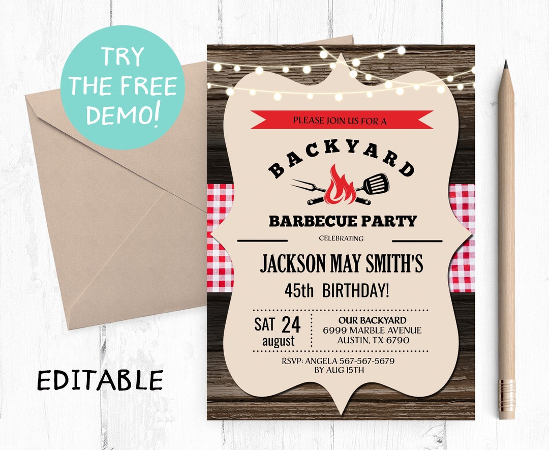 Editable BBQ Template BBQ Template Instant Download BBQ Invitation Editable BBQ Template BBQ Template Instant Download BBQ Invitation