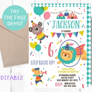 Circus Invitations, Circus Invitation, Circus Birthday Invitations, Circus Invites, Circus Invite, Circus Birthday Invites, Circus Party,