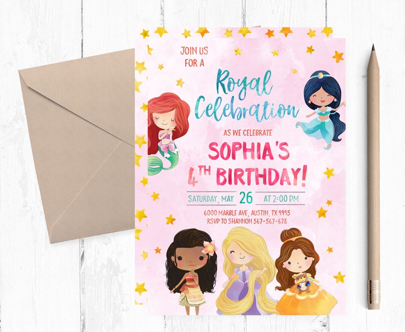 Princess Birthday Invitation Princess Invitation Royal Etsy