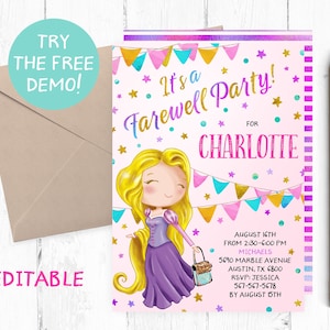 Editable Farewell Invitation, Princess Farewell Invitation, Farewell Editable Template, Farewell Invite, Farewell Invitation Instant,