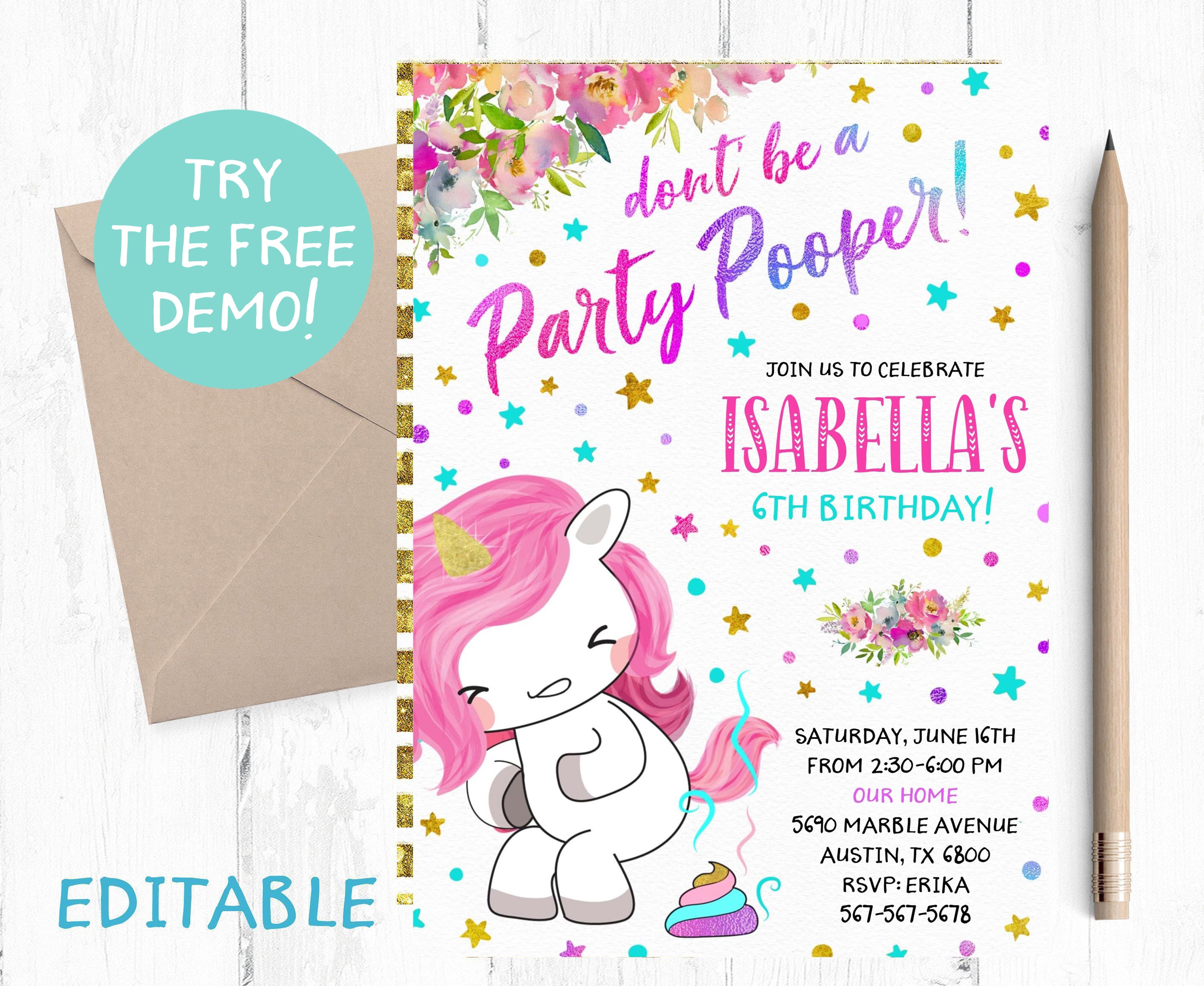 Barbie Poster Printable Barbie Unicornio Editable Unicorn Party