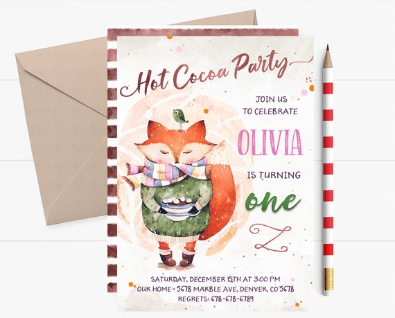 Hot Cocoa Birthday Invitation Hot Cocoa Birthday Invites Hot Etsy