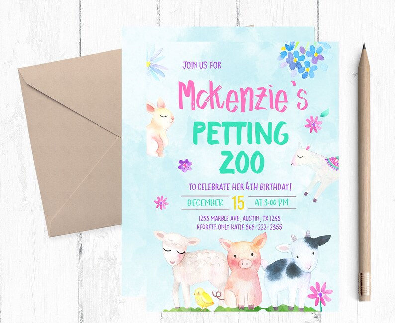 Petting Zoo Invitations Farm Birthday Invitation Farm | Etsy
