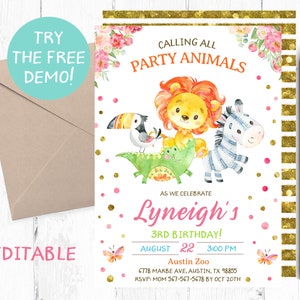 Zoo Birthday Party Invitation, Zoo Party Invitations, Zoo Invitation Digital, Zoo Invites, Zoo Invite, Zoo Party Invitations, Zoo Birthday,