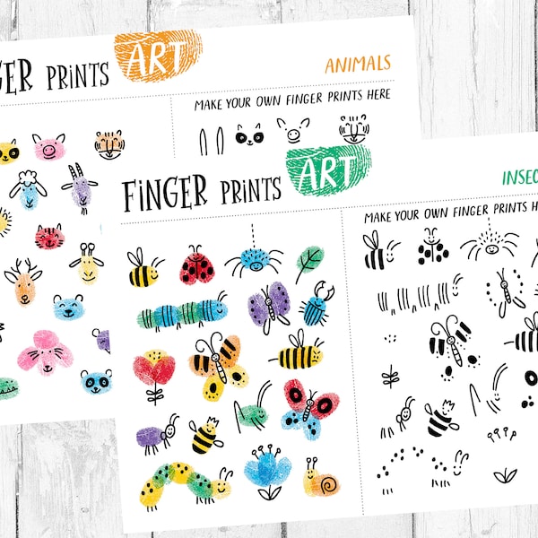 Kids Finger Prints Printables, Kids Activity Printable Game, Kids Activities Printable, Finger Prints for Kids, Finger Prints Game, Instant,