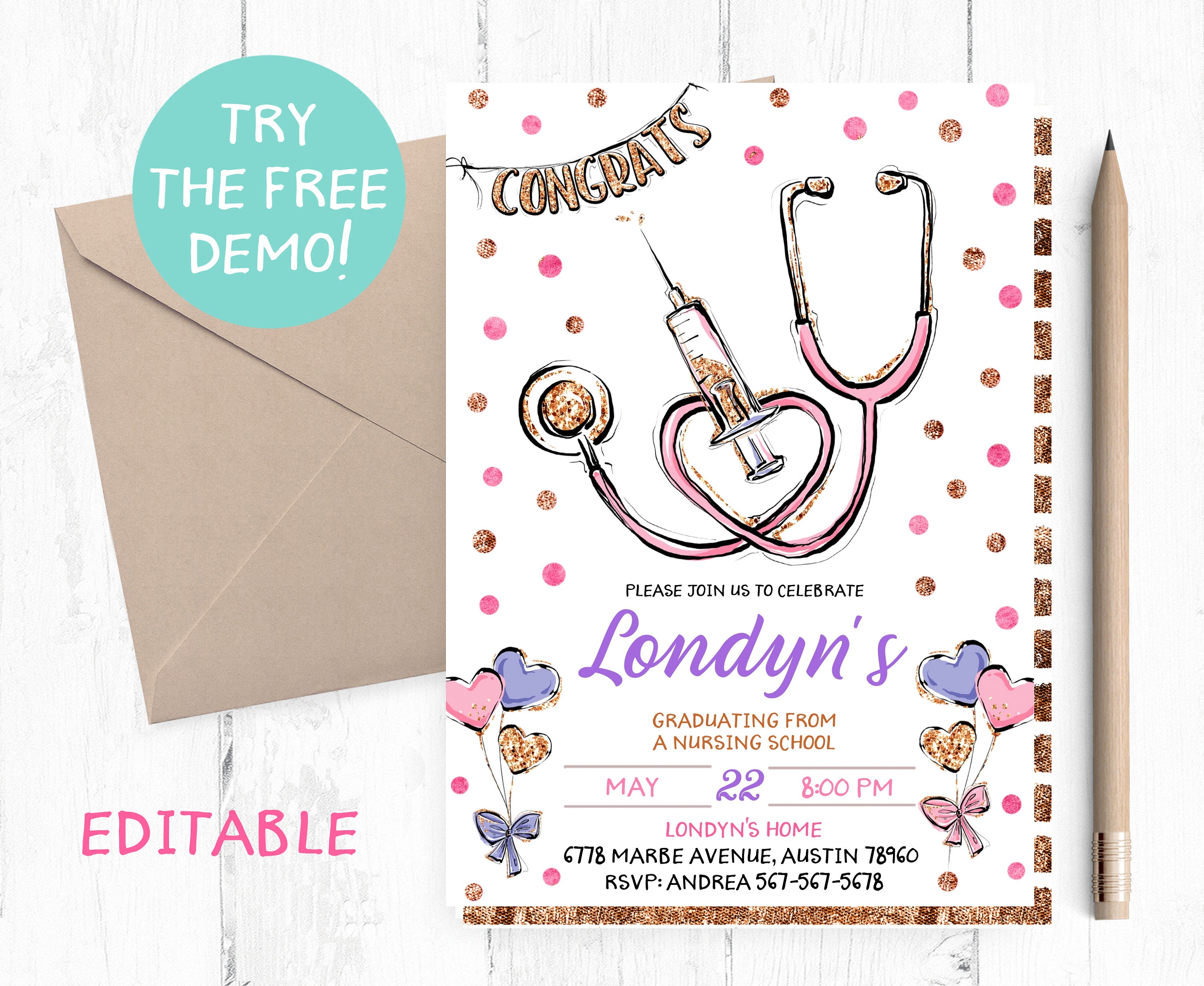 Nurse Graduation Invitation Nurse Graduation Invitations - Etsy