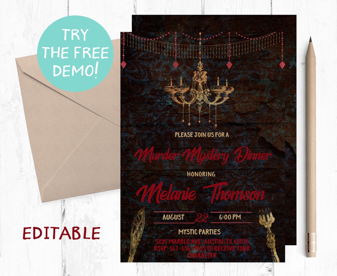 Murder Mystery Dinner Invitation, Mystery Dinner Invitations, Sherlock