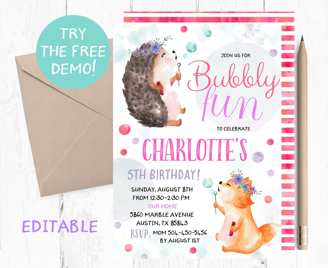 Bubbles Invitations, Bubbles and Brunch Invitations, Bubble Birthday