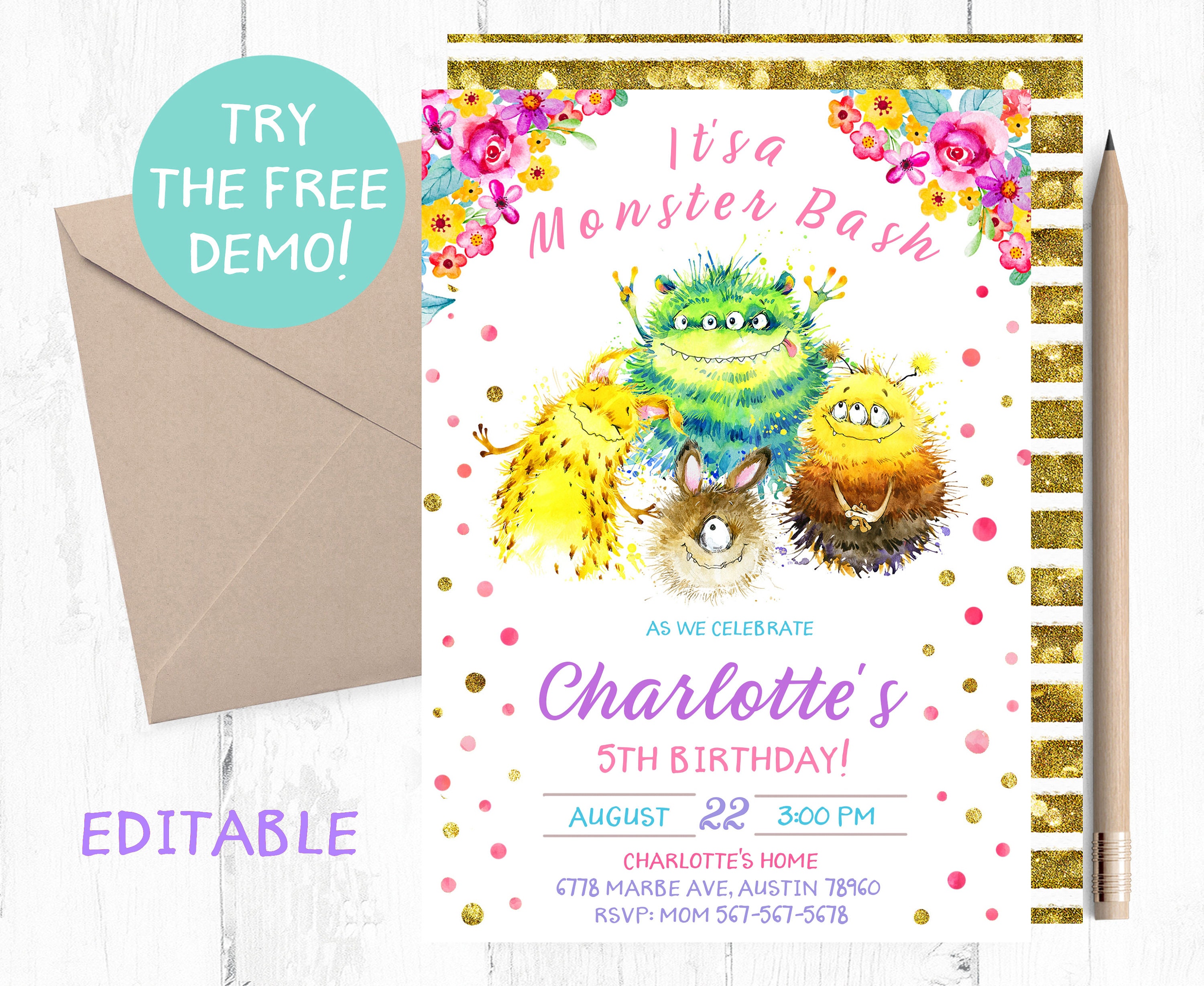 Monsters Invitation, Monsters Birthday Party Invitations, Monsters Invitations, Monster Invites, Monster Invite, Monsters Party Invites,
