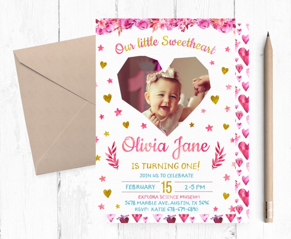 valentines birthday invitation with photo photo valentines etsy valentines birthday invitations