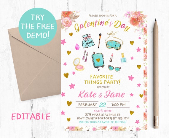 Editable Galentine's Day Favorite Things Party Favorite | Etsy