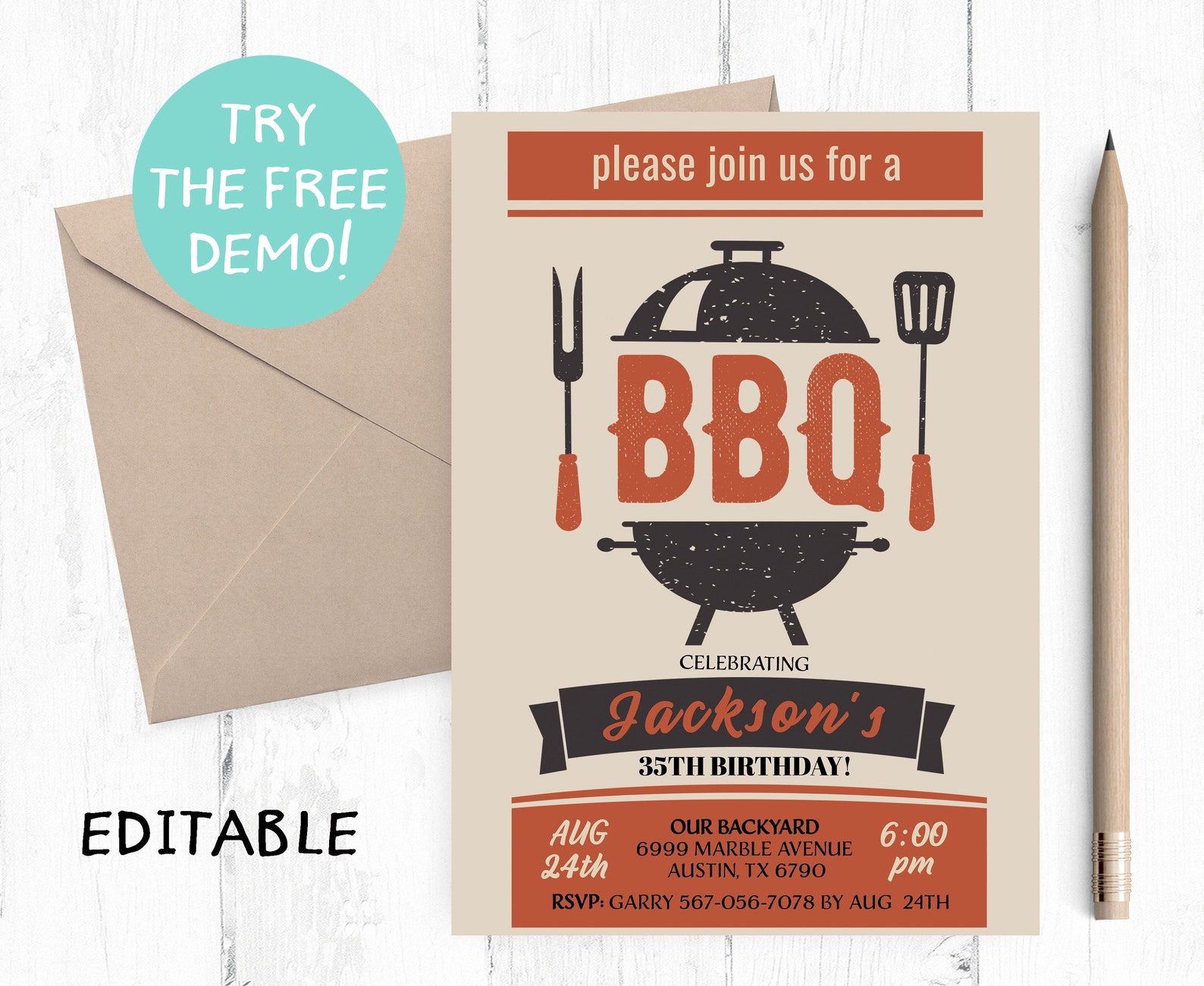 Editable BBQ Template BBQ Invitation Instant Download Etsy Editable BBQ Template BBQ Invitation Instant Download Etsy