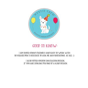 May include: A circular logo featuring a white Westie dog in a party hat, encircled by a light blue ring. The text "WESTIE CREW" and "BEAUTIFUL MODERN PRINTABLES" are in the circle. Below the logo is the text "GOOD TO KNOW".