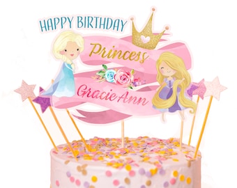 Princess Birthday Cake Topper, Party Decoration (PDF & JPEG)
