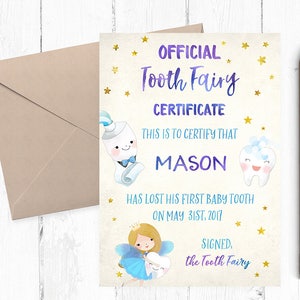 EDITABLE Tooth Fairy Letter Boy, Tooth Fairy Certificate Boy, Tooth ...