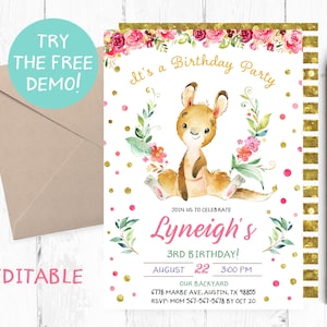 Australian Animals Birthday Invitation, Australian Animals Birthday Party Invitations, Australian Animals Invite, Kangaroo Invitation, Koala