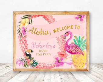 Luau Birthday Banner, Happy Birthday Girl Party Banner, Custom 15th ...