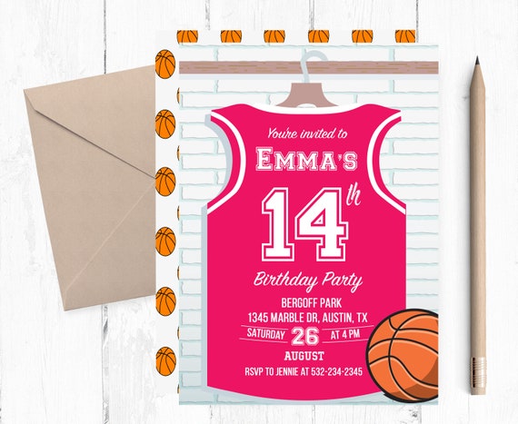 Invitations De Basket Ball Invitation Danniversaire De Etsy