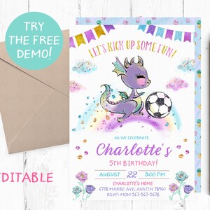 Fußball-Drachen-Geburtstags-Einladung, Fußball-Drachen-Einladungen, Fußball-Drachen-Geburtstags-Party lädt, Fußball-Drachen-Einladen, Fußball-Einladungen,