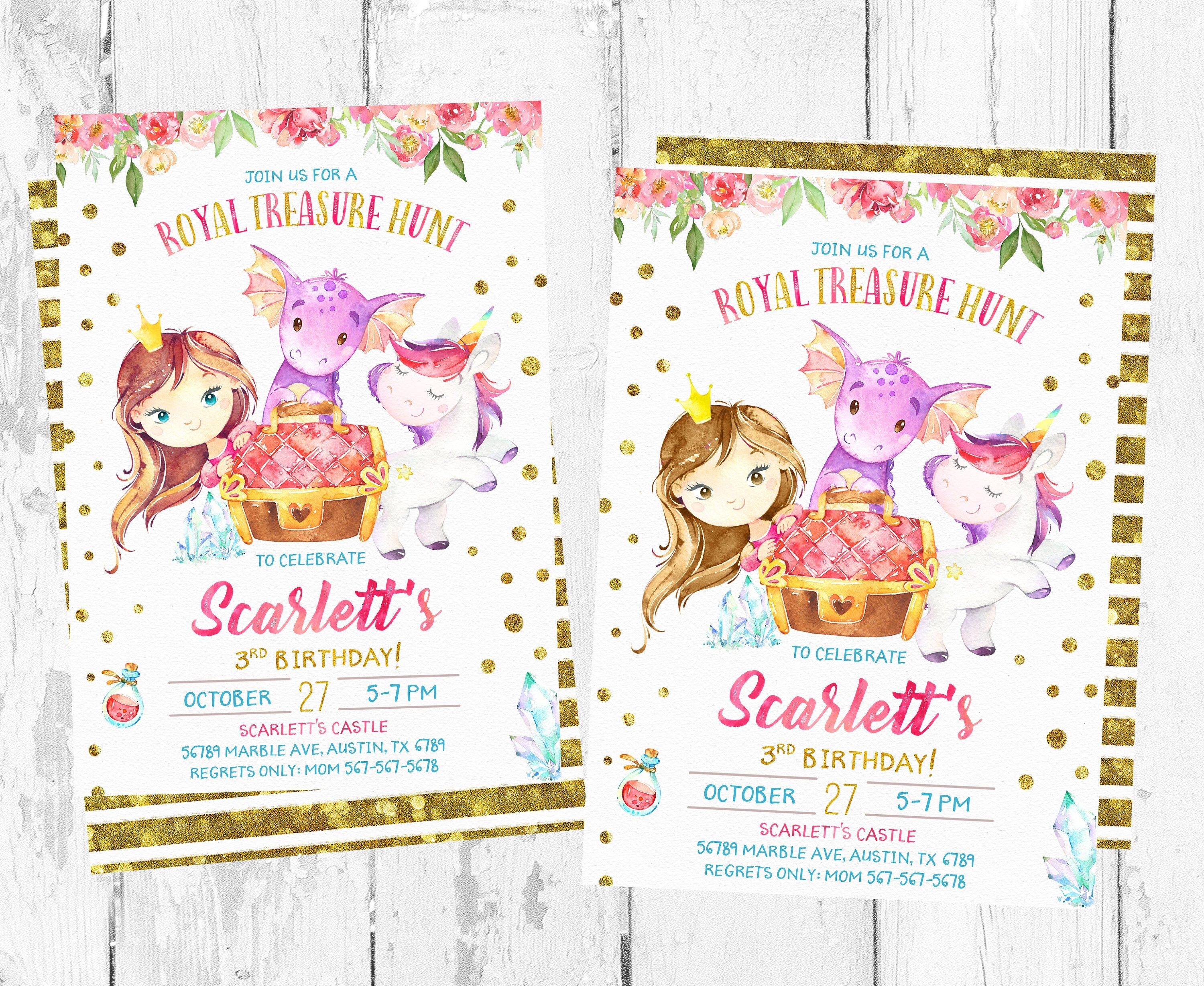Royal Treasure Hunt Invitation Princess Treasure Hunt Etsy