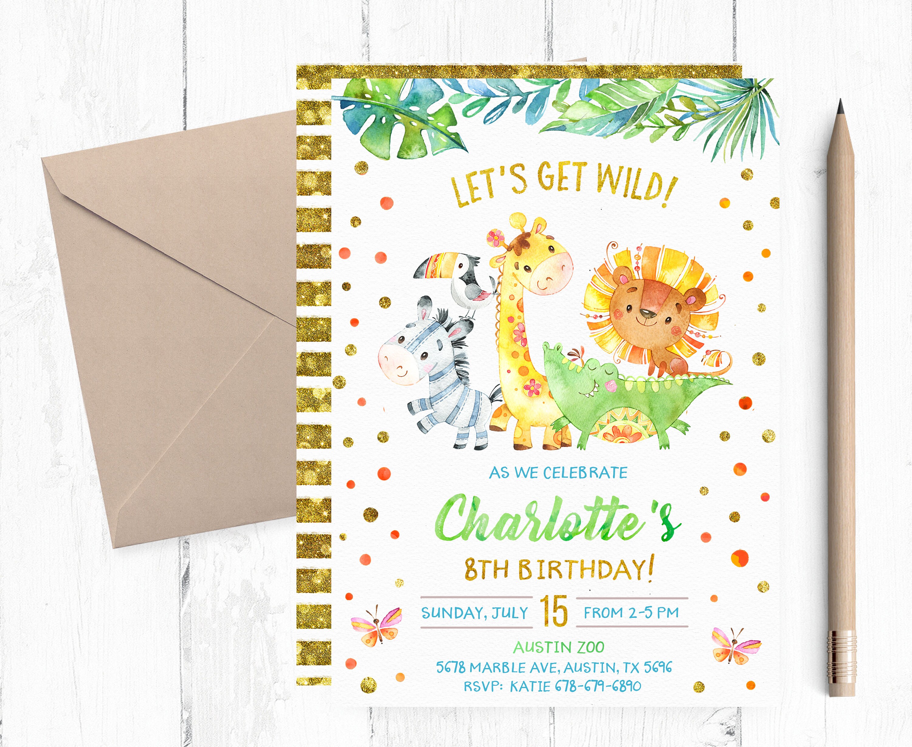 Zoo Animals Birthday Invitation Zoo Themed Birthday Party Etsy