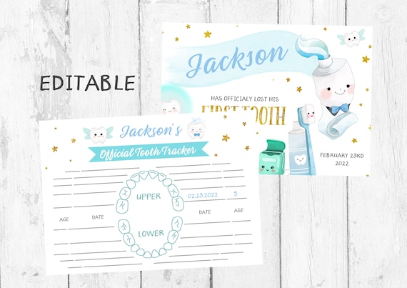 Editable Tooth Fairy Tracker, First Lost Tooth Sign (5x7 inches)