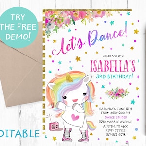 Bearbeitende Tanzparty Einladung Tanzeinladung Tanzvorlagen Etsy