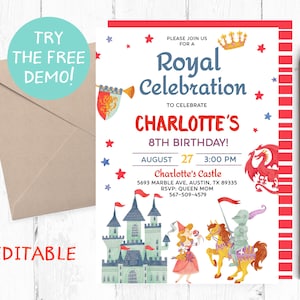 Medieval Invitation, Royal Birthday Party, Knightly Party, Royal Birthday Invitations, Royal  Invites, Knight Birthday Party, Princess party