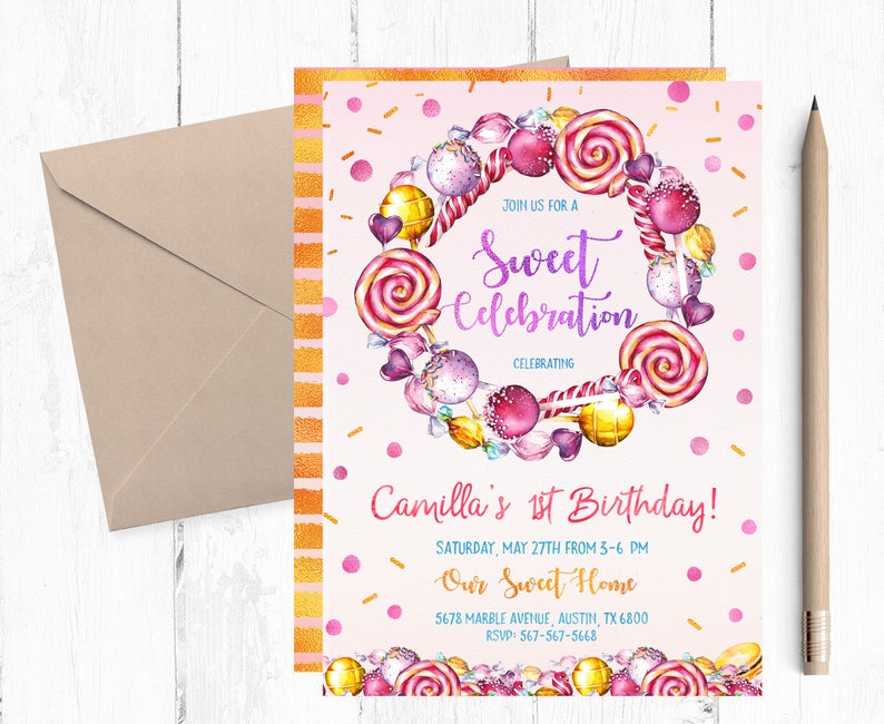 Candyland Invitations Sweet Shoppe Invitations Sweet Etsy