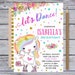 Editable Magical Dancing Party Editable Unicorn Dance Party - Etsy
