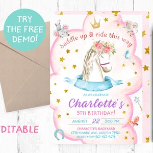 Pony Invitation, Pony Birthday Invitation, Pony Birthday Party Invitations, Pony Invites, Pony Birthday Invite, Pony Invitation Printable,