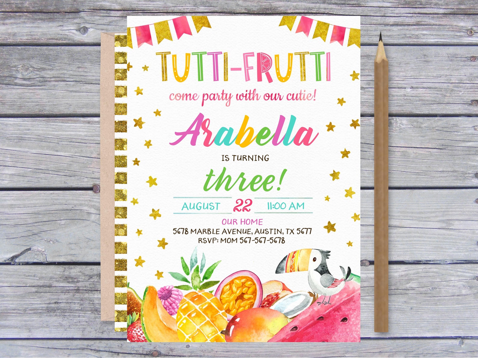 Editable Tutti-frutti Invitation Fruits Invitations - Etsy