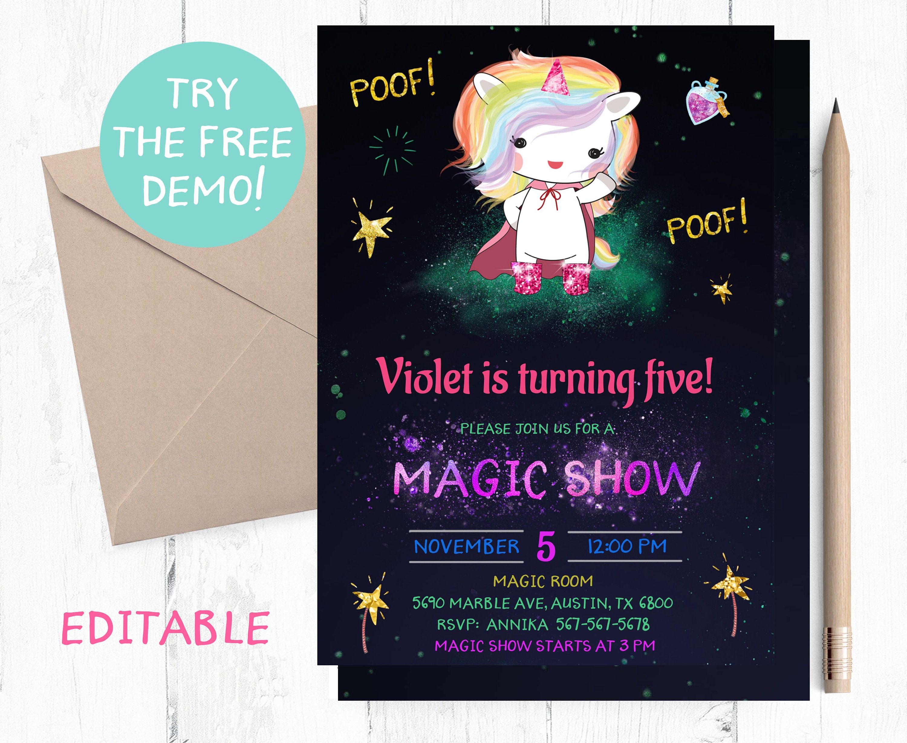 Magic Invitation Gif Magic Show Birthday Party, Magic Show Birthday Invitation, Magic Show ...