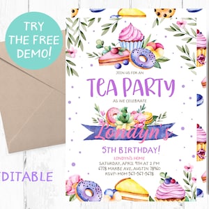 Tea Party Birthday Invitation, Tea Time Invitation, Floral Tea Party, Tea Birthday Invitation, Tea Birthday Invitations, Time for tea, Tea,