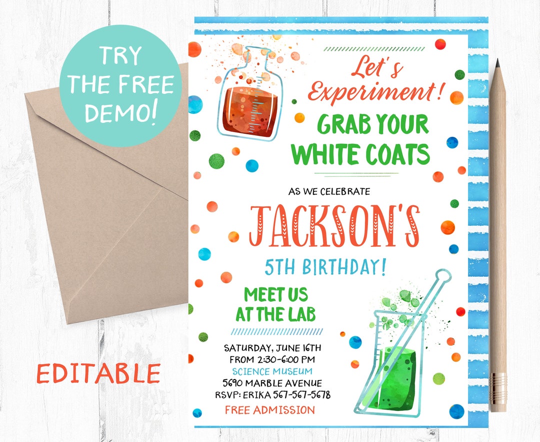 Science Invitation, Science Birthday Party Invitation, Science Invite ...