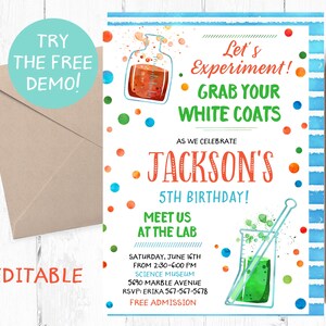 Science Invitation, Science Birthday Party Invitation, Science Invite ...