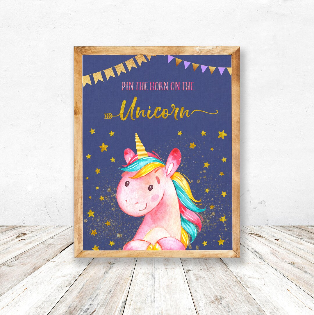 Pin the Horn on the Unicorn, Unicorn Printable Game, Unicorn Pin Game ...
