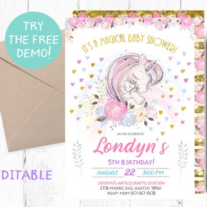 Unicorn Baby Shower Invitations, Unicorn Baby Shower Invitation, Unicorn Baby Shower Invitation for girl, Unicorn Baby Shower Invites,