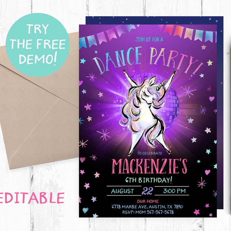 Unicorn Dance Birthday - Etsy UK