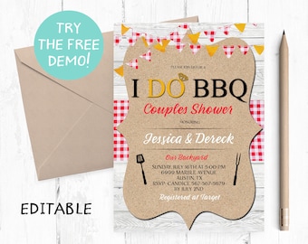 Editable I Do BBQ Invitation, I Do BBQ Editable Template, BBQ Couples Shower Invitation, Bbq Engagement Party Invitation, Bbq Party Invite,