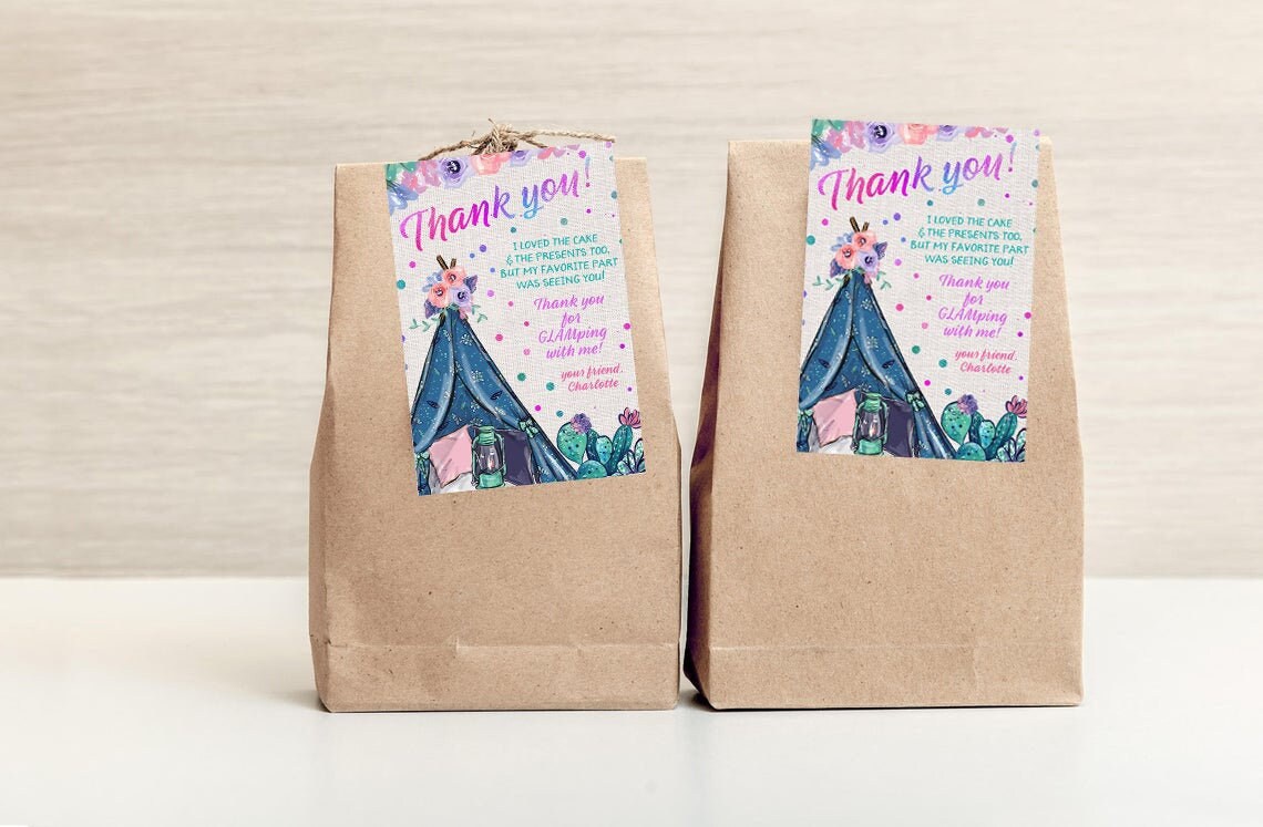 Editable Teepee Thank You Card Teepee Favor Cards Glamping | Etsy