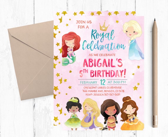 princess invitation birthday princess party invitation etsy princess photo invitations birthday