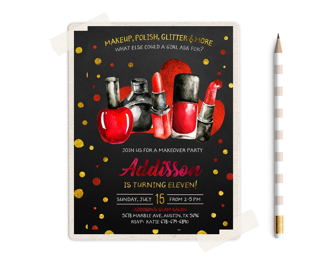 Makeover Birthday Party Invite Makeover Party Invitations Etsy