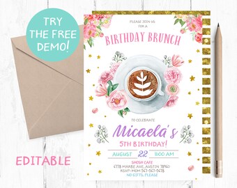 Birthday Brunch Invitation, Brunch Invitations, Brunch Invites, Brunch Birthday Invite, Brunch Printable, Brunch Digital, Brunch Texting.