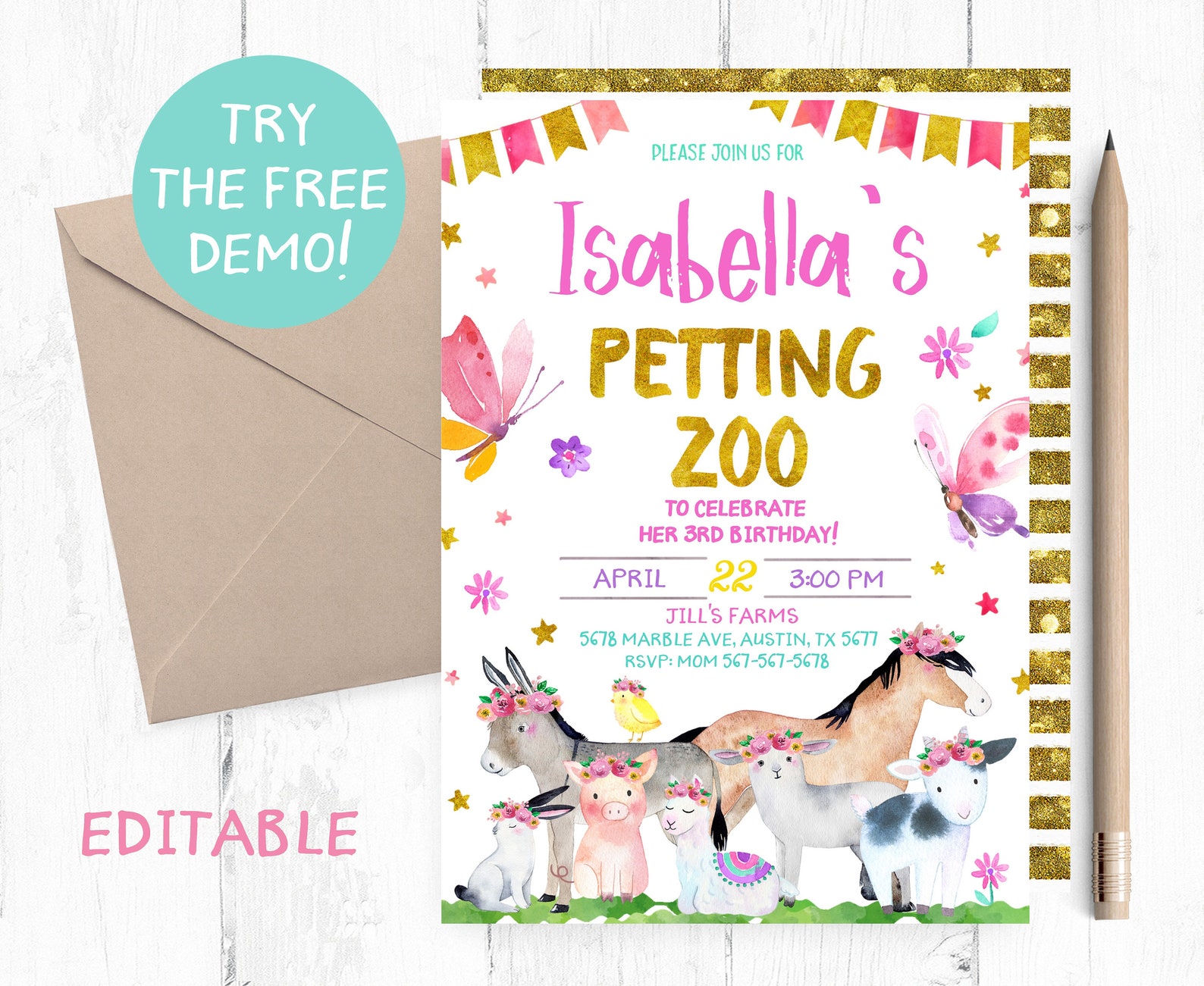 Petting Zoo Invitation Petting Zoo Party Petting Zoo - Etsy