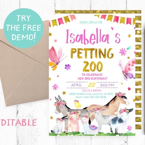 Petting Zoo Invitation, Petting Zoo Party, Petting Zoo Printable, On The Farm Birthday Party, Petting Zoo Party Digital, On The Farm Invites